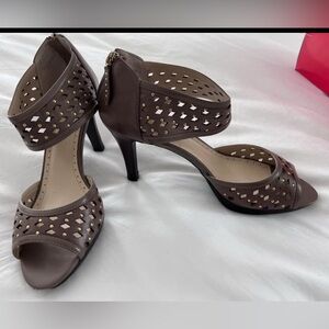 Elegant Brown Peep-Toe Heels